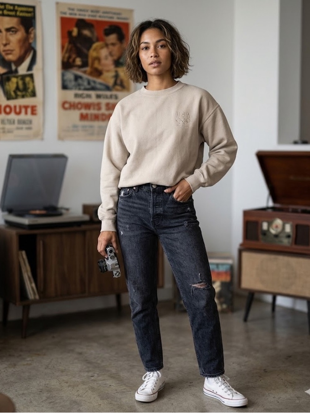 Olympics USA Vintage 90s Crewneck Sweatshirt Embroidered Size Medium